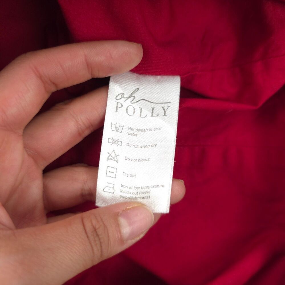 OH POLLY Steal Their Heart Puff Sleeve Mini Dress Red Romantic Cottagecore Sexy - Picture 10 of 10